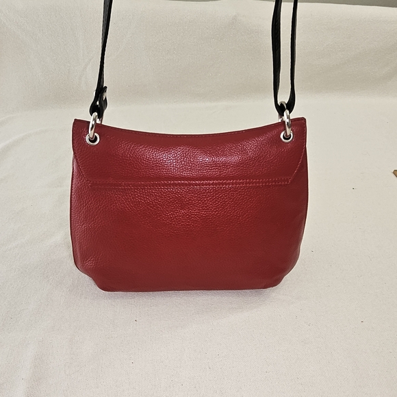 VALENTINA RED LEATHER SILVER HARDWARE HANDBAG MADE IN ITALY - Picture 3 of 15